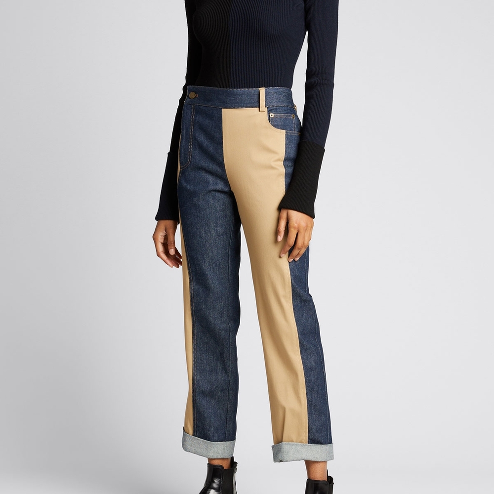 NWT MONSE Denim With Patchwork Two-Tone Women's Jeans, Size 2